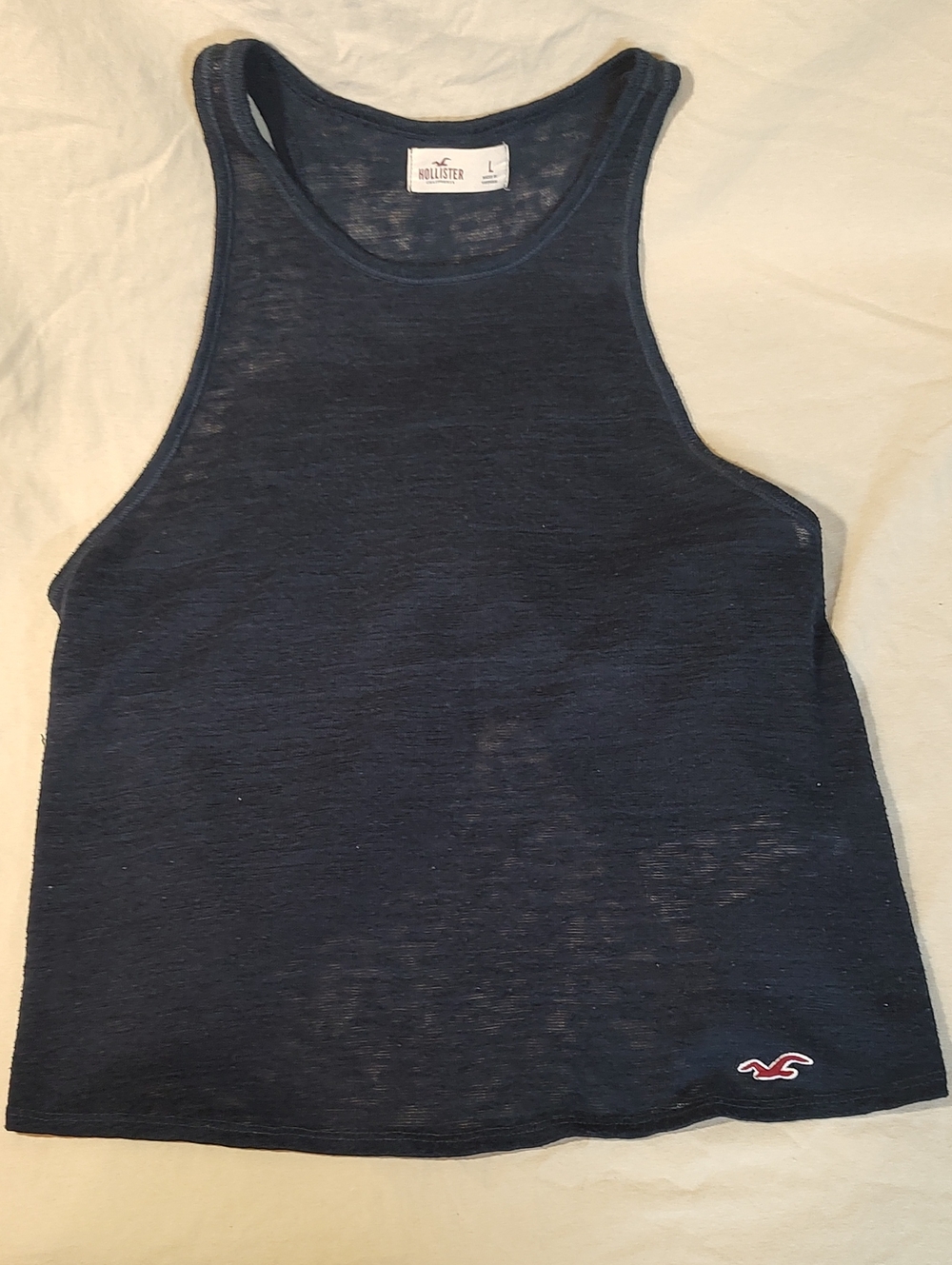 Hollister Navy Blue Open Tulip back High-Neck Knit Tank Top